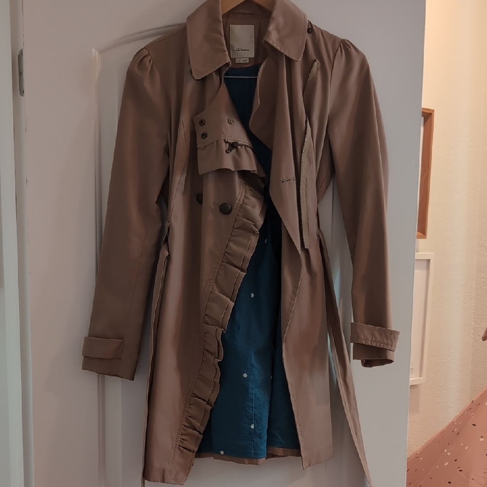 Elevenses Tan Trench Coat with Blue Interior